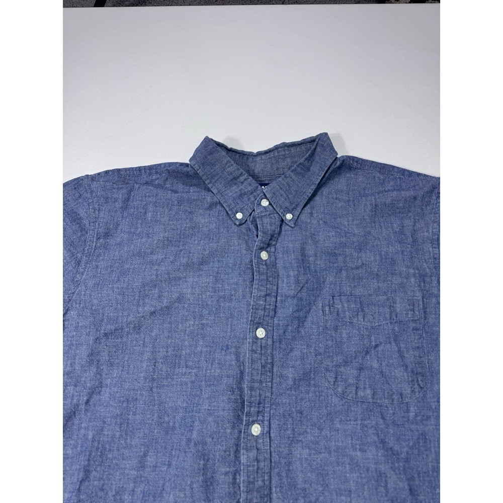 Lands' End Men's 2XL 50-52 Traditional Fit Chambray Button Shirt Western Cowboy